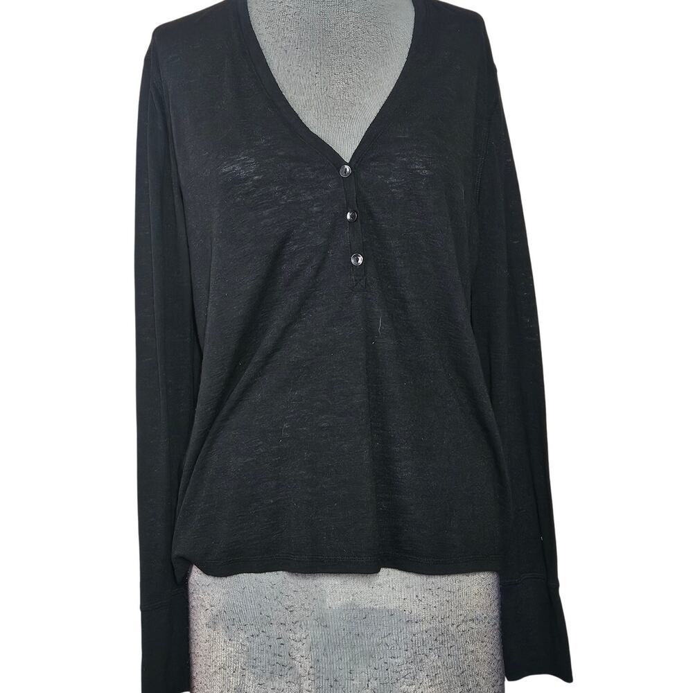 Victorias Secret Black V Neck Lounge Top Size Medium